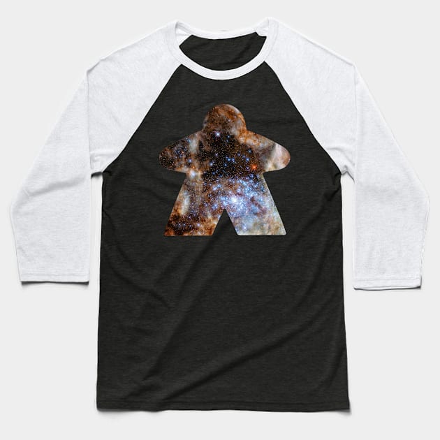 Galaxy Nebula Space and Stars Meeple | Board Game Fan Baseball T-Shirt by gloobella